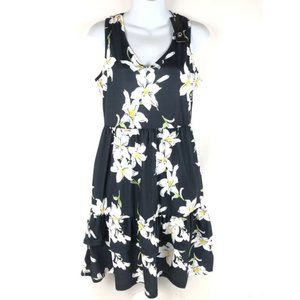 OUGES Floral Summer Casual Black/White Sundress NEW size M